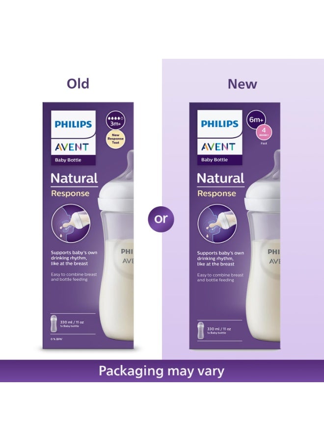 Philips Avent Natural Baby Plastic Feeding Bottle | No.1 Brand Recommended by Moms Worldwide | Ideal for 3 months+| Natural Response Technology Mimics Breastfeeding | Uniquely Designed Nipple releases milk only when baby drinks | Pack of 1 | SCY906/01 - Image 5